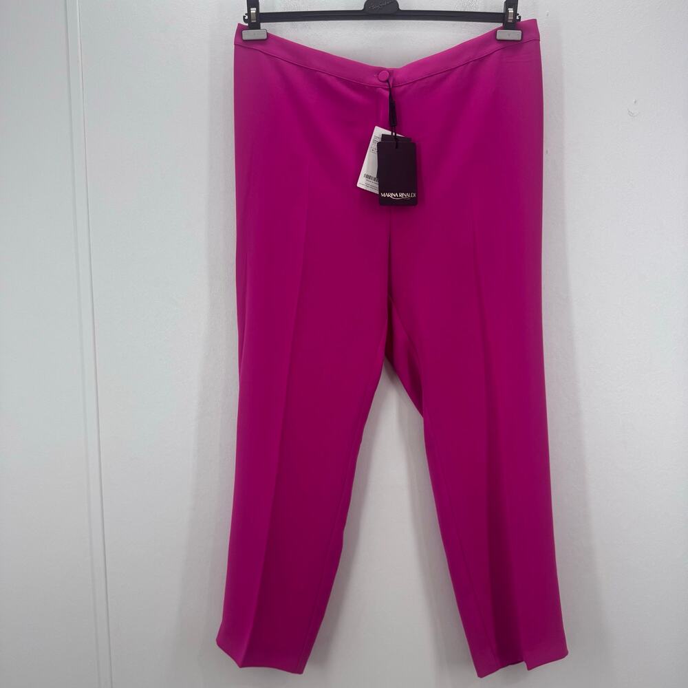 NWT Marina Rinaldi High Waist Slim Pant Pink US 22 Barbiecore Casual Old Money